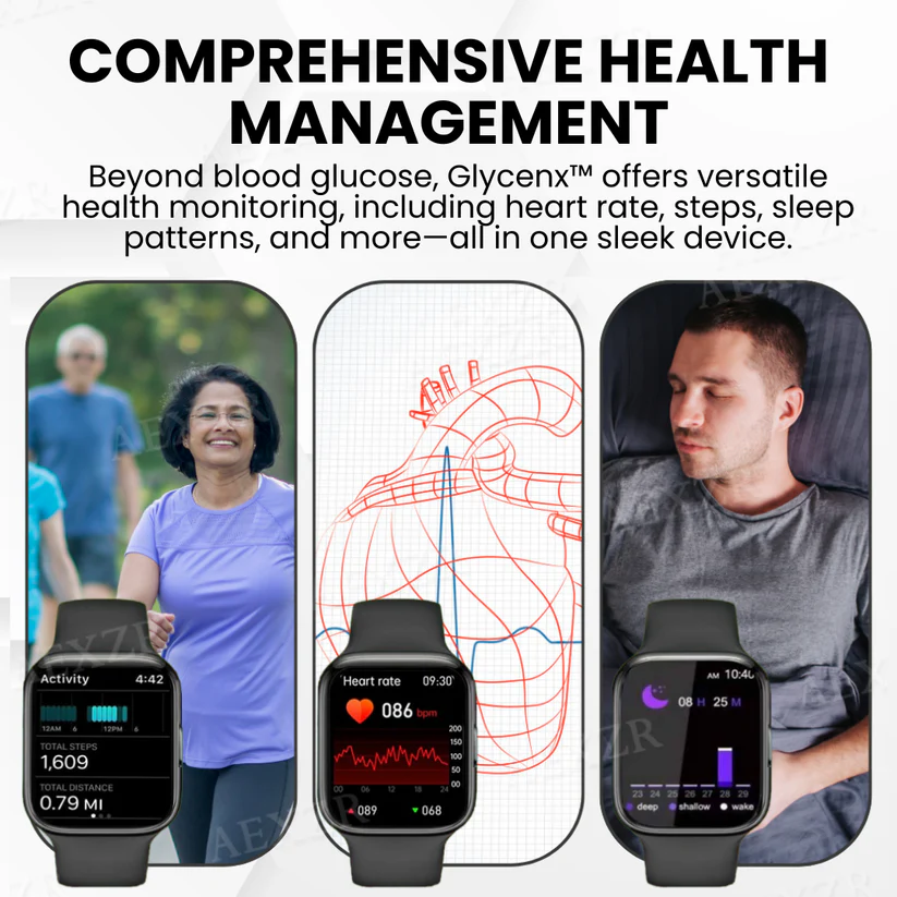 The Glycenx™ AI Blood Glucose Monitoring Wristband provides reliable, non-invasive glucose monitoring.